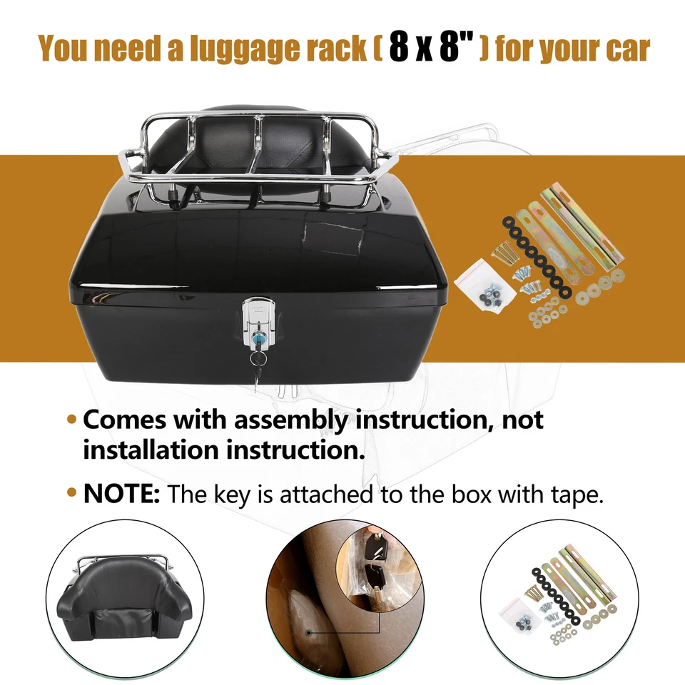 Universal Motorcycle Tail Box Trunk Top Rack For Honda Harley Kawasaki Cruiser Foto 3 de 4