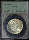 1963-D Franklin Half  Dollar, PCGS MS 63, Rattler, Undergraded