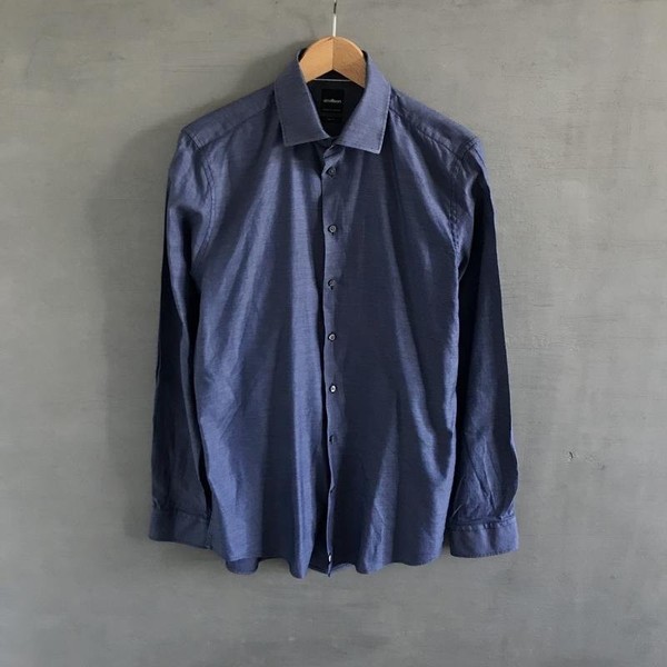 Men Strellson Shirt Navy Cotton 38 / M / 46