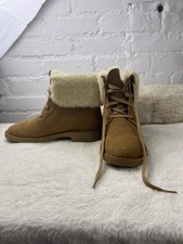 UGG Weylyn Sheepskin Cuff Suede Ankle Boots Chestnut Women's 8.5 New