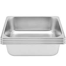 JAPCHET 4 Pack Stainless Steel Steam Pan 1/2 Size, Anti-Jam Steam Table Pan, ...