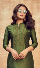 Indian women's Green kurti / Kurta / Tunic, No Pants Included, Size XXL 44