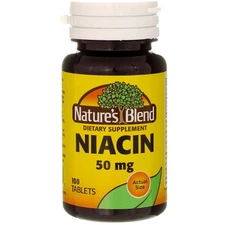 2 Pack Nature's Blend Niacin Tablets, 50 mg, 100 Ct