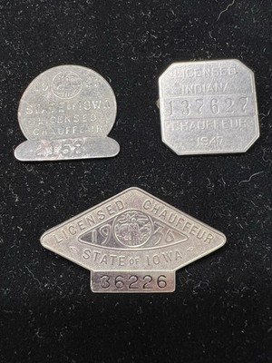 3 Vintage Chauffeur Badges