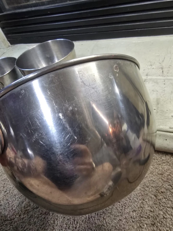 3 cuencos mezcladores de anillo Revere Ware de colección acero inoxidable anidación pulgar mango en D Foto 4 de 4