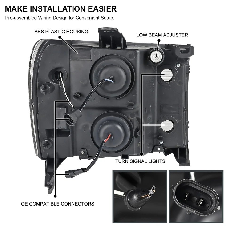 Fits 2007-2013 GMC Sierra 1500HD 2500HD 3500HD LED Tube Projector Headlights Foto 4 de 4