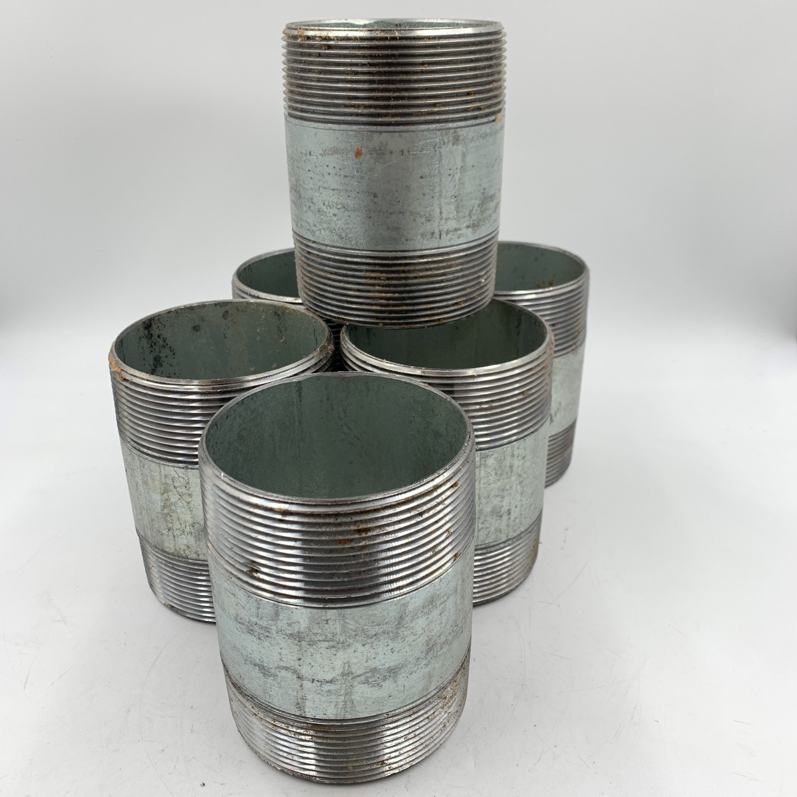 6 Pack 3-1/2" Steel Threaded Pipe Nipple 5" Long