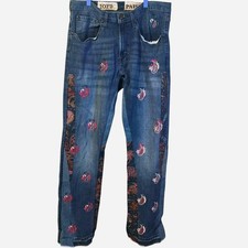 Unique Upcycled Wranglers Bandana Embroidary Themed Denim Jeans  Size 33x22