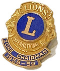 Mayer brand 1958-1959 1/10 10K GF lapel pin Lions International Zone Chairman — photo 1