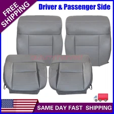 Both Side Replacement Leather Bottom & Top Seat Cover Gray For 04-08 Ford F150