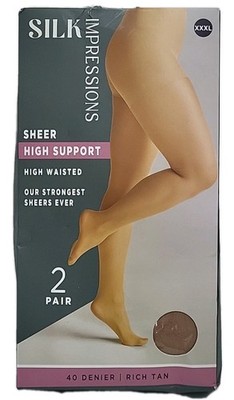 Silk Impressions High Support Sheer High Waisted  - XXXL - 40 Denier - Rich Tan