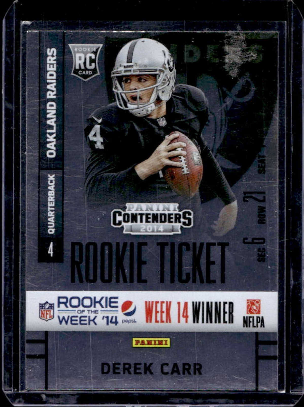Derek Carr Panini Spectra Pepsi Rookie of the Week/Year #14 Base