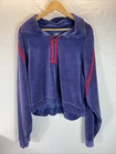 Free People Movement Sweatshirt Velour Cropped Oversized 1/2 zip boxy Blue sz LG