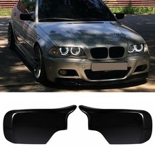 2X Spiegelkappen Außenspiegel Glanz Schwarz Für BMW 3er E46 Touring 98-05
