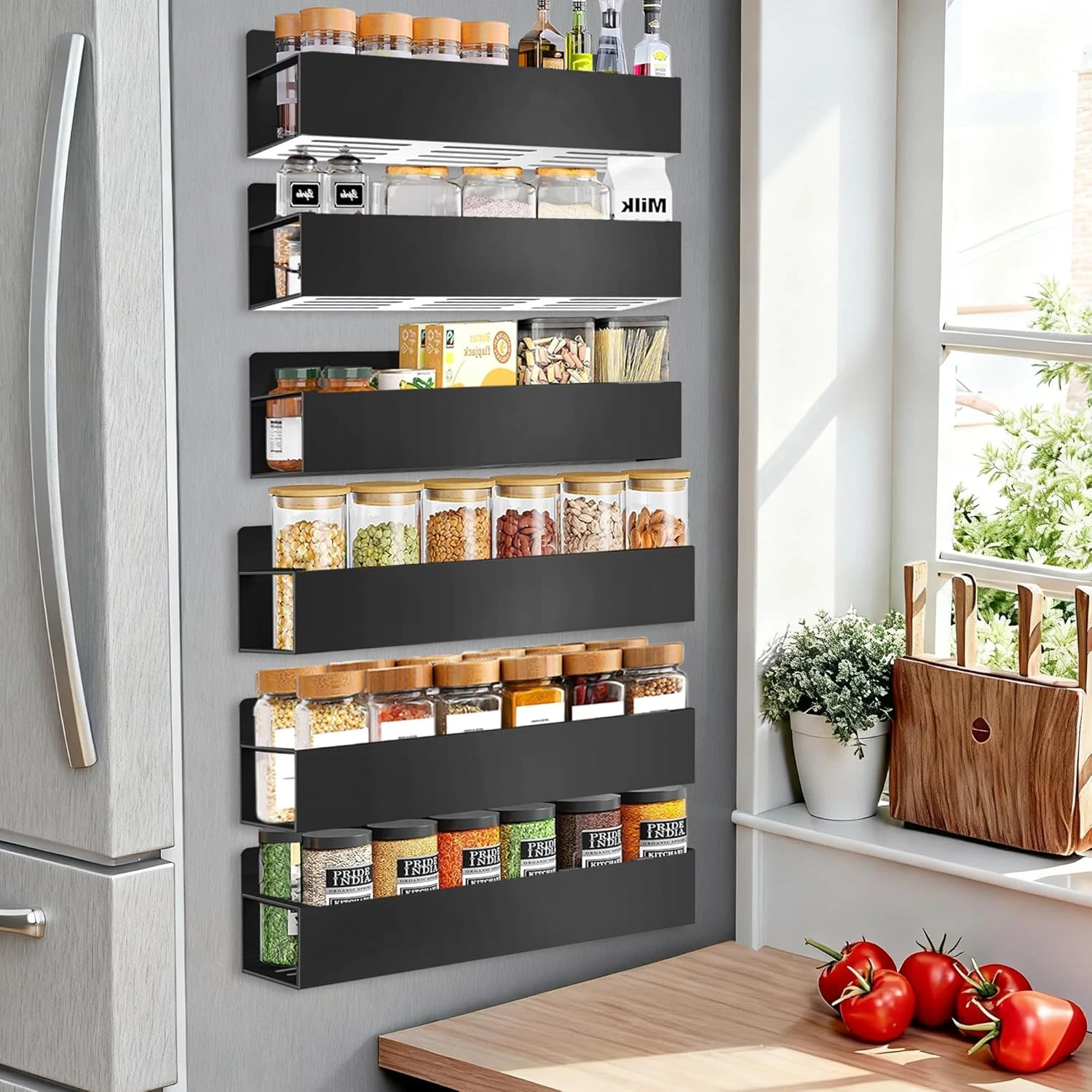 Magnetic Spice Rack Organizer for Fridge Seasoning Organizer for Kitchen Storage