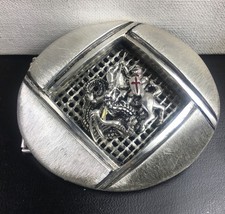 Artisan made Saint George and the Dragon sterling 10k Gold accented buckle