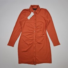 Forever New Womens Shirt Dress Orange 14 UK Long Sleeve Knee Length