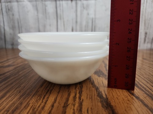 Federal White Milk Glass w/Golden Glory Design Fruit Berry Dessert Bowl Lot of 4 - Picture 15 of 15