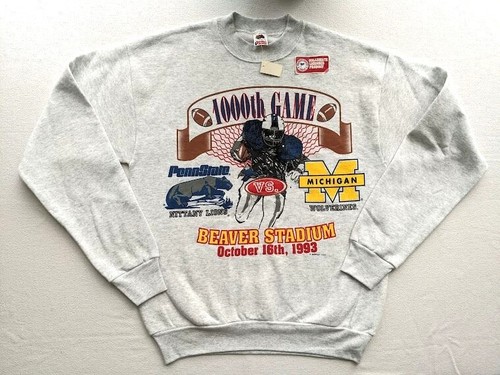Vintage NCAA Penn State vs Michigan Beaver Stadium 16. Oktober 1993 Sweatshirt groß NEU - Bild 5 von 12