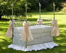 Lulla Smith Helsinki Ivory Crib Skirt Nursery Dupioni silk Camden Maine