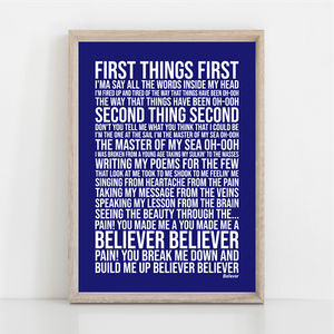 Imagine Dragons Believer Song Lyrics Poster Print Wall Art Ebay