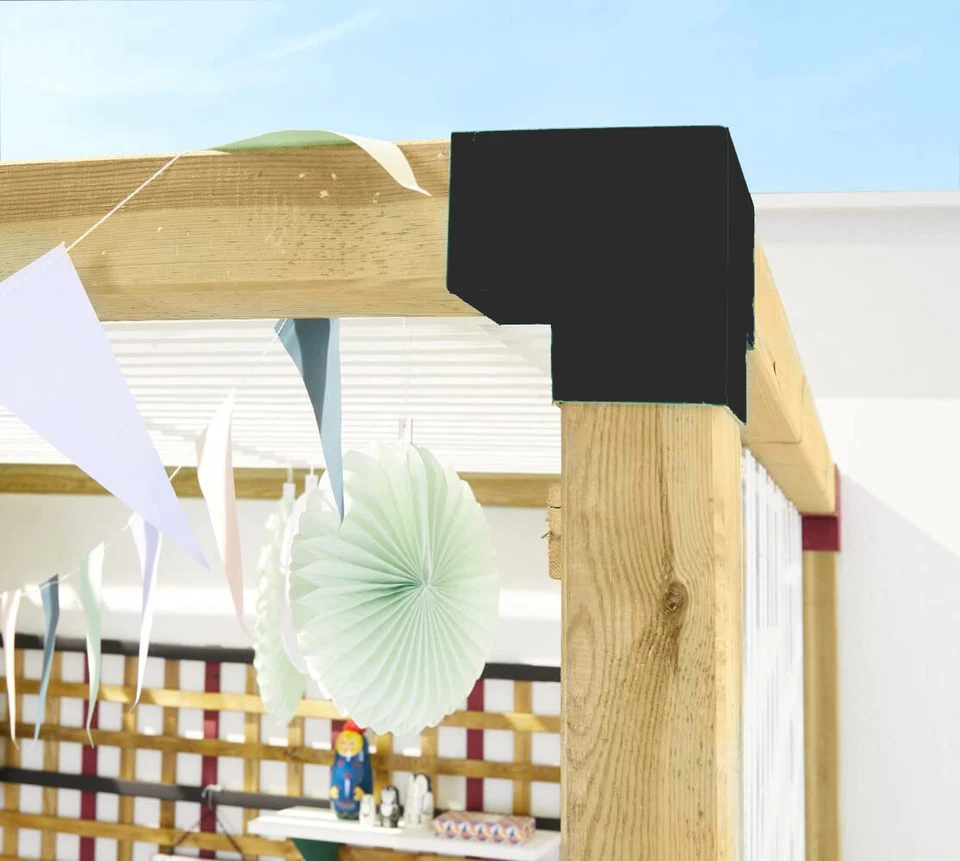 Giunto angolare a 3 vie per travi in legno 7x7 e 9x9 connettore raccordo zincato - Immagine 2 di 4