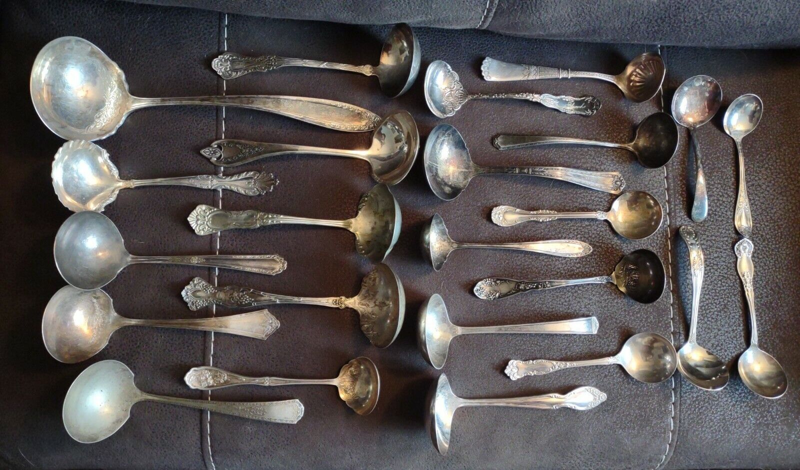 Nice Mixed Lot 24 Ornate Fancy Silver Plate Ladle Vintage Antique Large to Small