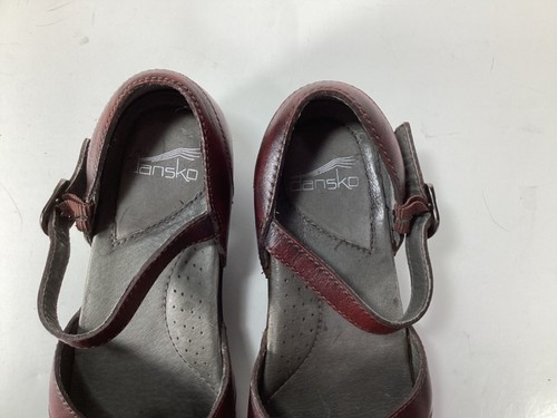 Scarpe donna Dansko cinturino pelle marrone bordeaux EU 38 US 7,5-8 punta chiusa tacco - Foto 9 di 12