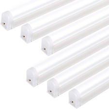 6 Pack LED Shop Light 4FT 6500K Linkable T5 Garage Ceiling Lights Bright Ceiling
