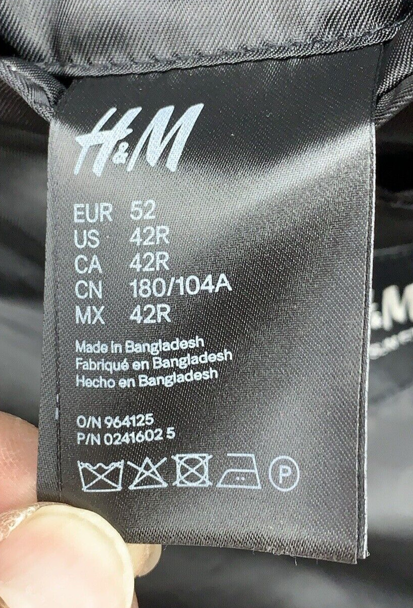 H&M Sport Coat Blazer Suit Jacket Mens Size 42R Black 2 Button Slim Fit Notched thumbnail 15