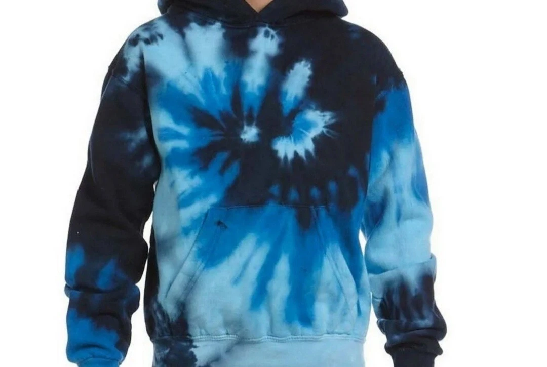 Tie dye Pull-over Hoodie in Ocean Blue