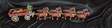 Vintage Cast Iron 8 Horse Clydesdale Drawn Wagon With 27 Beer Kegs and 2 Drivers