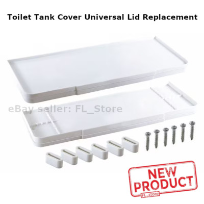 Toilet Tank Cover Universal Lid Replacement Bowl Cover White Adjustable NEW