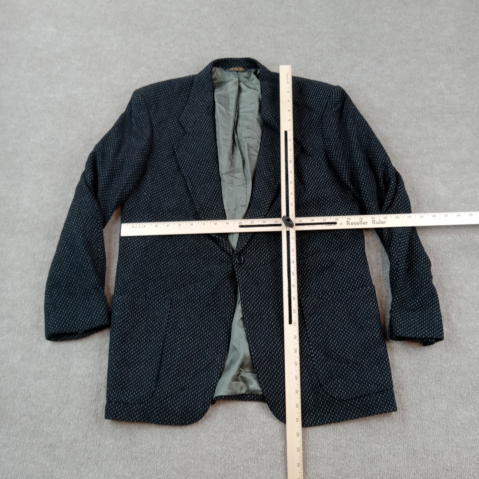 Blazer Yves Saint Laurent da uomo 40 L blu grigio petto singolo foderato carriera