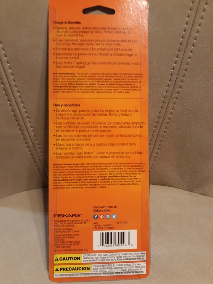 Fiskars Herb, Fruits, Vegetables & Flowers Snip With Sheath NEW - Image 4 of 4