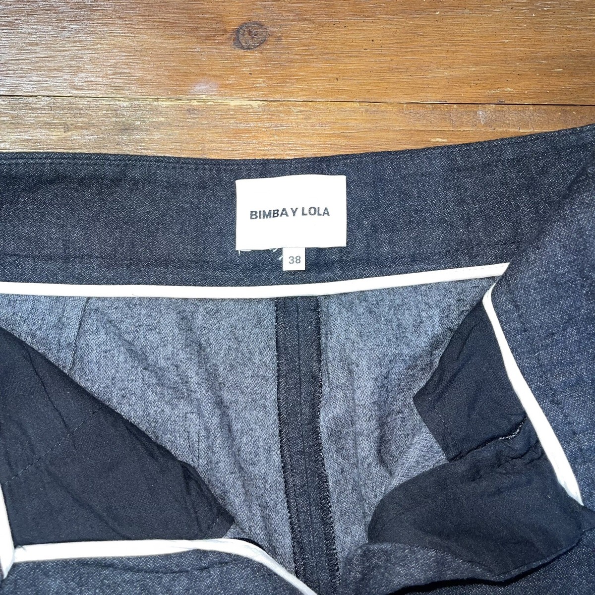 Bimba Y Lola 100% Cotton ￼ High Waist Pants Sz 38 Dark Gray