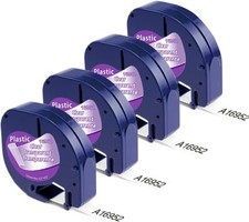 4PK Compatible Dymo LetraTag Refill 16952 12mm Clear Plastic Label Tape LT-100H