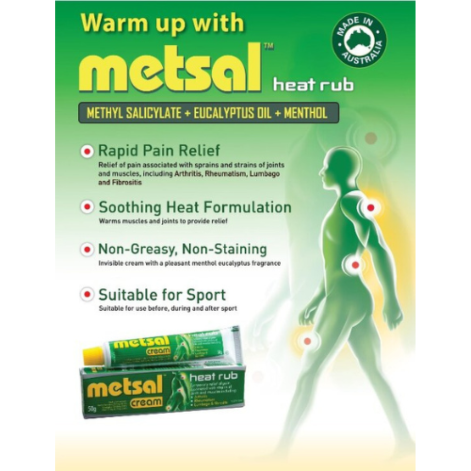 3 x 50g METSAL Cream Heat Rub For Pain From Joint & Muscle Tension