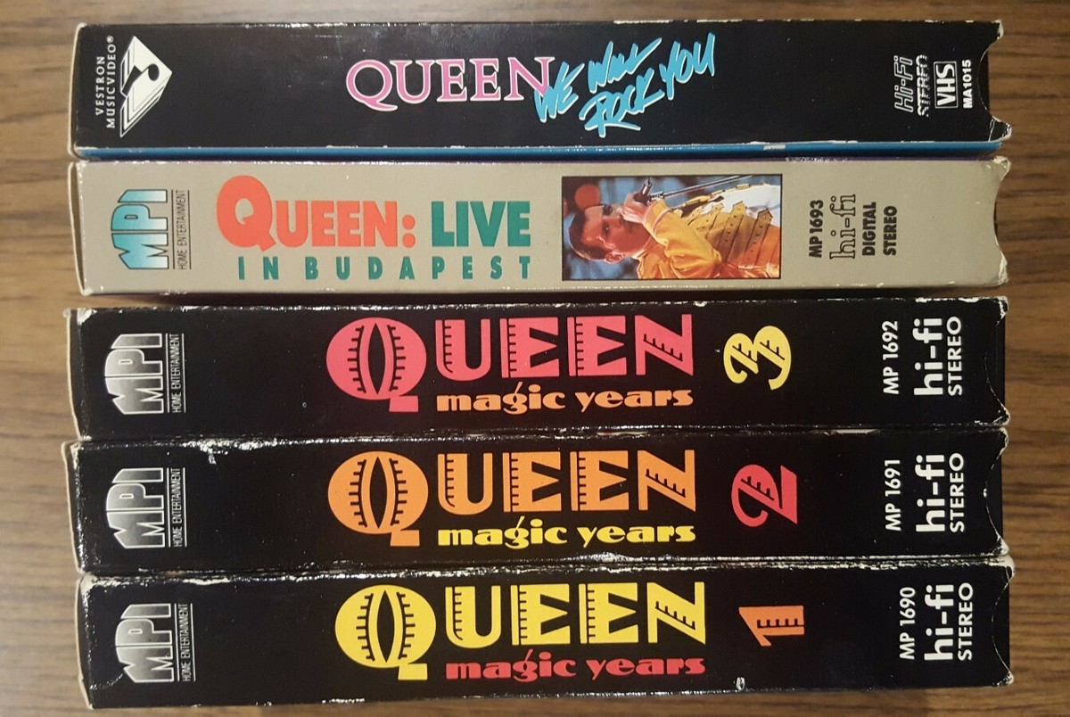 Queen VHS Tape Lot, 5 Vintage Movies, Freddie Mercury, Rock n Roll