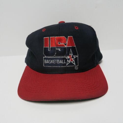 Vtg USA Basketball Starter Navy Red Snapback Hat Cap Dream Team 90s OG Rare NBA - Foto 1 di 9