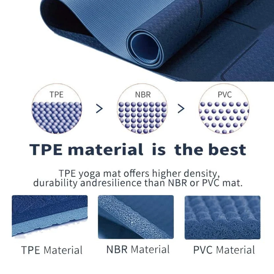 Yoga Mat Non Slip Pilates ECO Friendly Tear-Free Floor Exercises Men Women Kids - Image 4 of 4