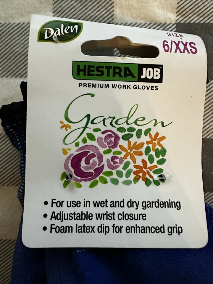 NUEVO CON ETIQUETAS - Guantes de trabajo premium para mujer Hestra Job - Látex - Talla 6 XXS - Azul/Floral Foto 2 de 4