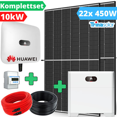 Solaranlage mit Speicher 10kW Komplettset Wechselrichter Huawei PV Anlage Solar