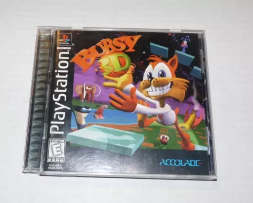 PLAYSTATION 1 PS1 BUBSY 3D GAME COMPLETE CIB ACCOLADE 1997 TESTED WORK