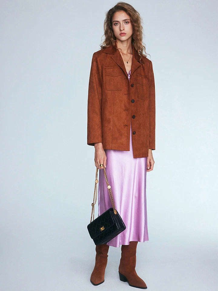 Brown Leather Trucker Jacket Women Pure Suede Size XS S M L XL XXL Custom Made - Image 3 of 4