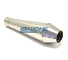 12" Stainless Steel Performance Motorcycle Muffler Reverse Cone Brushed 1.75"