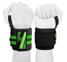 WEIGHT LIFTING TRAINING WRIST SUPPORT WRAPS GYM BANDAGE COTTON STRAPS GREEN 18"