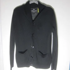Four Star Clothing Retro Cardigan Lined Mens Size S Black Knit Button Front