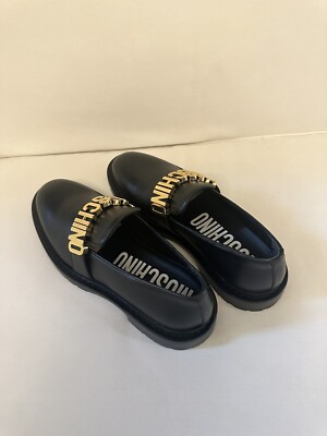 【関税込み】Moschino タン＆ブラック レオパード ロゴ ミュール NIB Moschino Logo Leather Shoes MSRP$550 size40 | eBay