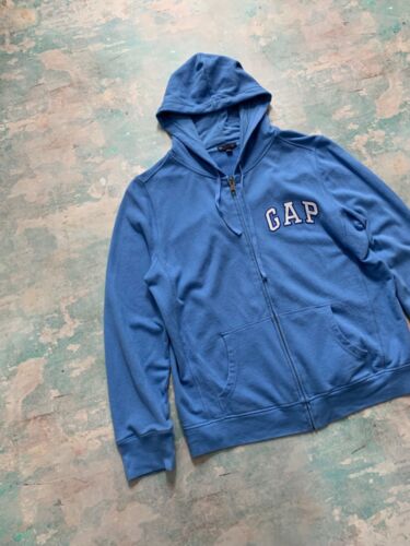 Vintage Gap Hoodie Full Zip Embroidered Logo 00s Size L Blue Made In Cambodia - Picture 3 of 19